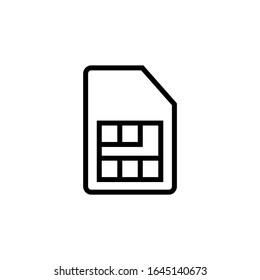 Sim vector icon in outline, linear style isolated on white background