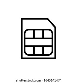 Sim vector icon in outline, linear style isolated on white background