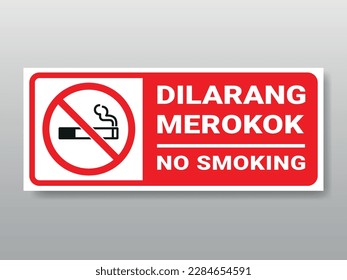 Simbol atau Tanda Dilarang Merokok. Vector printable sign. Text means: No smoking.