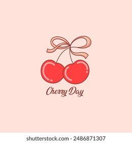 Simbol Vektor Buah Cherry. Hari Buah Cherry