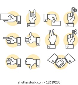 Simbolic hand and fingers signs in vector