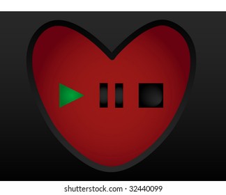 simbolos film within a red heart in relief
