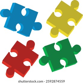 Simbulo autism puzzle, frame, 3d illustration, clipart, pattern, for backgrounds and textures