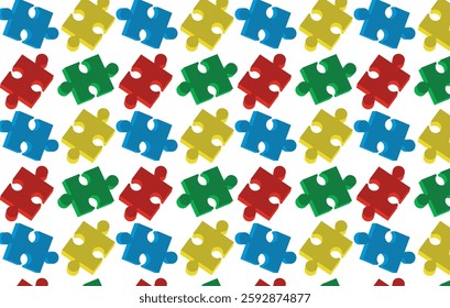 Simbulo autism puzzle, frame, 3d illustration, clipart, pattern, for backgrounds and textures