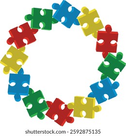 Simbulo autism puzzle frame circular illustration clipart
