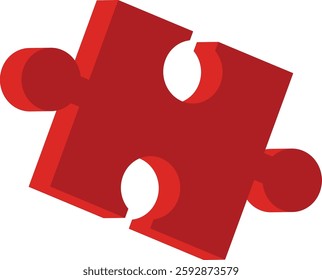 Simbulo puzzle, frame, 3d illustration, clipart, for backgrounds and textures, red