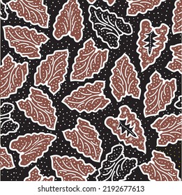 Simbut Batik Cloth With Attractive Leaf Motifs In Dark Colors