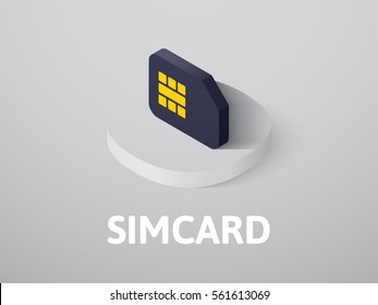 Simcard icon, vector symbol in flat isometric style isolated on color background