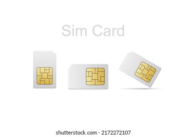 Simcard. Chip de micro-gsm de telecomunicaciones inalámbricas de células inteligentes, electrónica y diseño de microchips en fondo blanco. Elemento de ciberseguridad para el concepto móvil y el diseño de sitios web de aplicaciones web. Vector