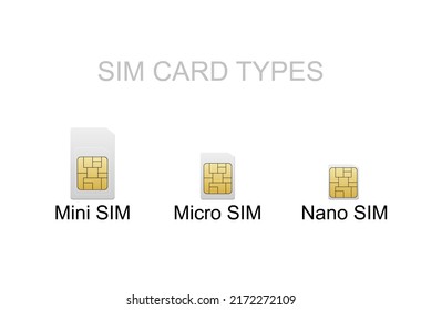 Simcard. Smart cell wireless telecommunications micro gsm chip, electronics and  microchip design on white background. Element of cyber security for mobile concept and web apps  website design. Vector