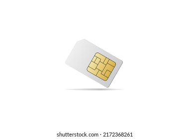 Simcard. Smart cell wireless telecommunications micro gsm chip, electronics and  microchip design on white background. Element of cyber security for mobile concept and web apps  website design. Vector