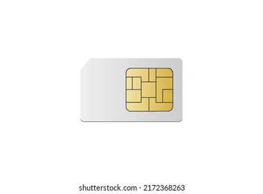 Simcard. Smart cell wireless telecommunications micro gsm chip, electronics and  microchip design on white background. Element of cyber security for mobile concept and web apps  website design. Vector