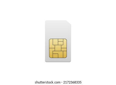 Simcard. Mikrochip für drahtlose Telekommunikation, Elektronik und Mikrochip-Design auf weißem Hintergrund. Element der Cybersicherheit für mobiles Konzept und Web-Apps Website-Design. Vektorgrafik
