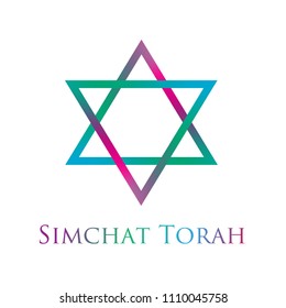 Simchat Torah. Jewish holiday. Judaism. Card. Poster. Star of David. Trendy colors. Gradient mesh. Vector illustration