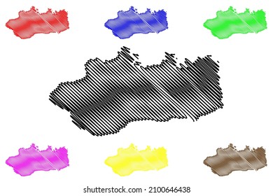 Simdega district (Jharkhand State, Republic of India, South Chotanagpur division) map vector illustration, scribble sketch Simdega map