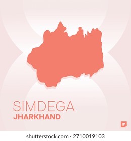 SIMDEGA District Map, Jharkhand, India – Editable Vector Outline.