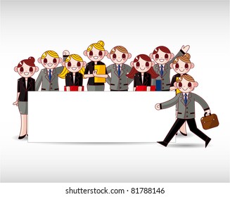 sime office worker ,with white banner,vector