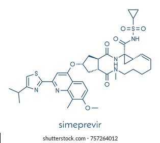 Simeprevir hepatitis C virus (HCV) drug molecule. Skeletal formula.