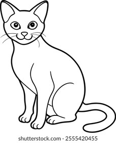 Simese Cat line art vector design2