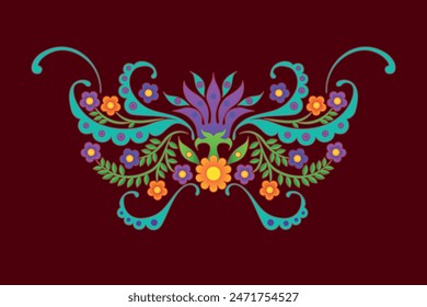simetrische farbenfrohe botanische Grafik