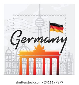 simgesel yapı ülke  bayrağı basit çizgilerle vektör çizim Translate: 
vector illustration of landmark country flag with simple lines