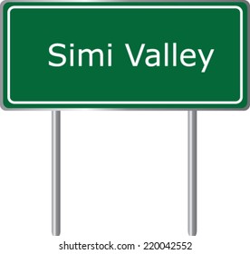 Simi Valley, California, road sign green vector illustration, road table, USA city