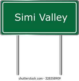 Simi Valley , California, road sign green vector illustration, road table, USA city