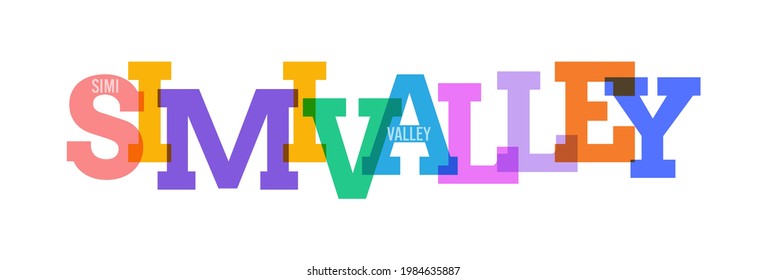 SIMI VALLEY. The name of the city on a white background. Vector design template for poster, postcard, banner. Vector illustration.