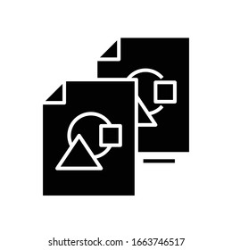 Similar files black icon, concept illustration, vector flat symbol, glyph sign.