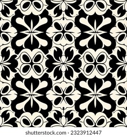 Similar to image 132, black and white design showcases dark flower pattern against white background. The floral motif is intricately woven, resembling damask pattern.