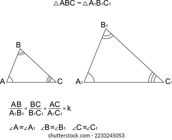 Ähnliche Dreiecke sind die Dreiecke, die im Verhältnis zueinander und im Verhältnis zueinander stehende Winkel zueinander haben