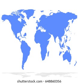 A similar world map on a white background. Vector template, world map, flat world map illustration