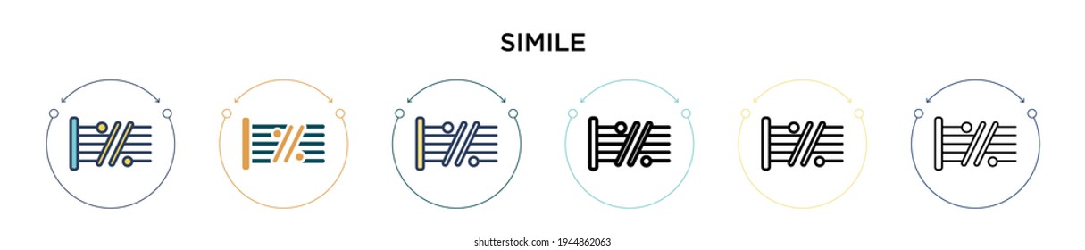 Simile icon in filled, thin line, outline and stroke style. Vector illustration of two colored and black simile vector icons designs can be used for mobile, ui, web