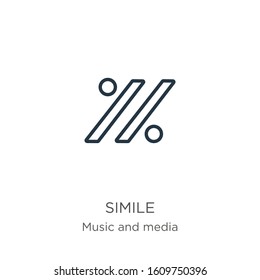 Simile icon. Thin linear simile outline icon isolated on white background from music and media collection. Line vector sign, symbol for web and mobile