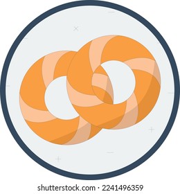 Concepto simit o gevrek, diseño crujiente circular de pan de color del icono del vector, símbolo de la República de Turkiye, símbolo de la cultura turca, tradiciones turcas Ilustración material Elementos 