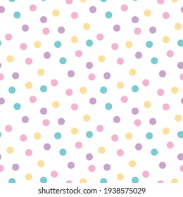 Simless pattern with festive colorful confetti. It can be used for packaging, wrapping paper, decor etc. Vector illustration on a white background. 