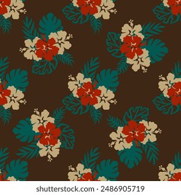 simless pattern flower plants banana ginko