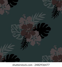 Simless Pattern Flower Plants Tropcal Vector Textile 