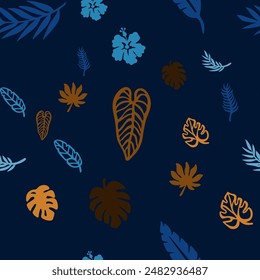 Simless Pattern Flower Plants Tropcal Vector Textile 