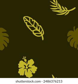 Simless Pattern Flower Plants Tropic Brazil Hawaii
