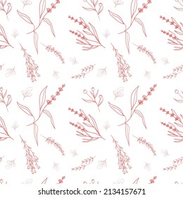 Simlpe monochromatic floral pattern with lavander and herbs nice print for fabric design or wallpaper etc