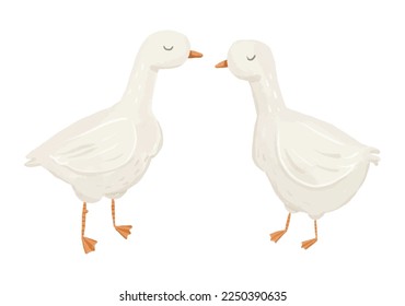 simlple illustration of goose, handpainted childish vector