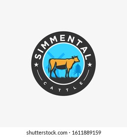 Simmental Illustration Vector Template. Suitable for Creative Industry, Multimedia, entertainment, Educations, Shop, and any related business