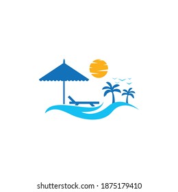 Simmer Time Summer Vacation Beach Sunset Plam Tree Beach Travel Summer Holiday Wave Dream Island Logo