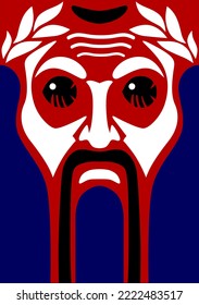 Simmetrical face illustration. Simple art composition