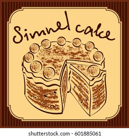 Simnel cake - traditional English Easter cake - vector