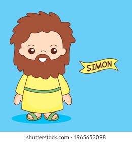 simon disciple of jesus cartoon. vector illustration
