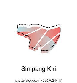 Mapa de Simpang Kiri en la ciudad. mapa vectorial de la provincia de Aceh capital País diseño colorido, ilustración plantilla de diseño sobre fondo blanco