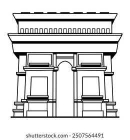 Monumento a Simpang Lima Gumul, Kediri, Java Oriental, Indonesia. Ilustración vectorial editable y escalable archivo eps, aislado en el fondo blanco. Un edificio monumento similar al Arco del Triunfo francés.