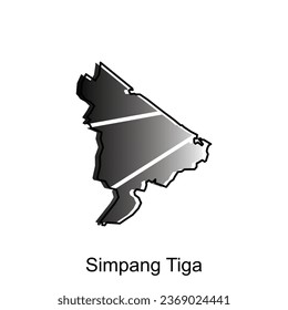 Simpang Tiga map City. vector map of province Aceh capital Country colorful design, illustration design template on white background